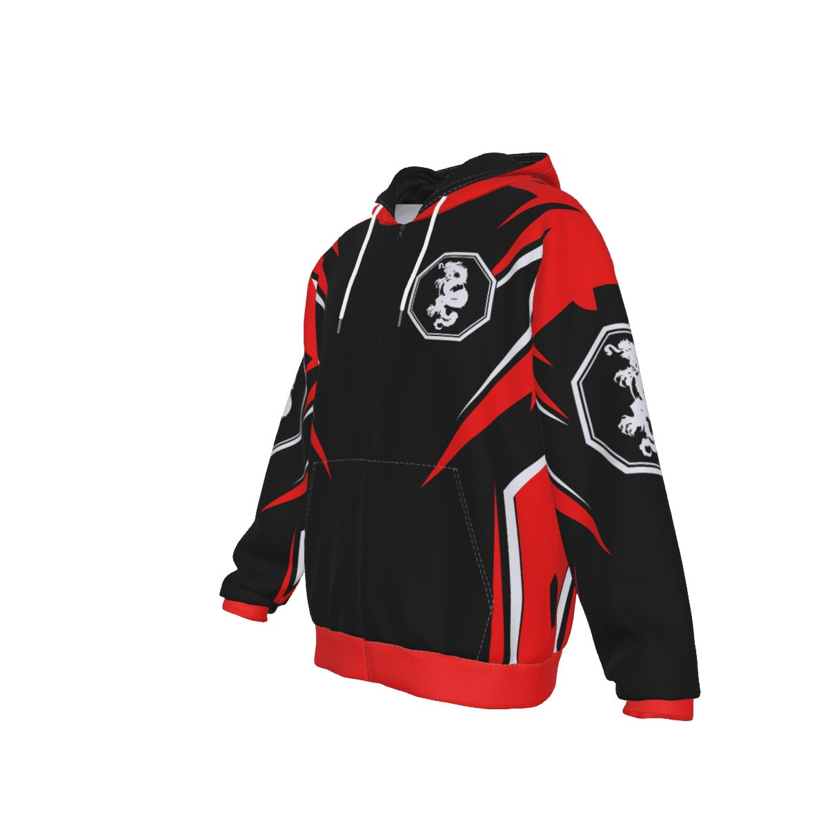 Mangadragon Saber Red Fleece Zip Up Hoodie